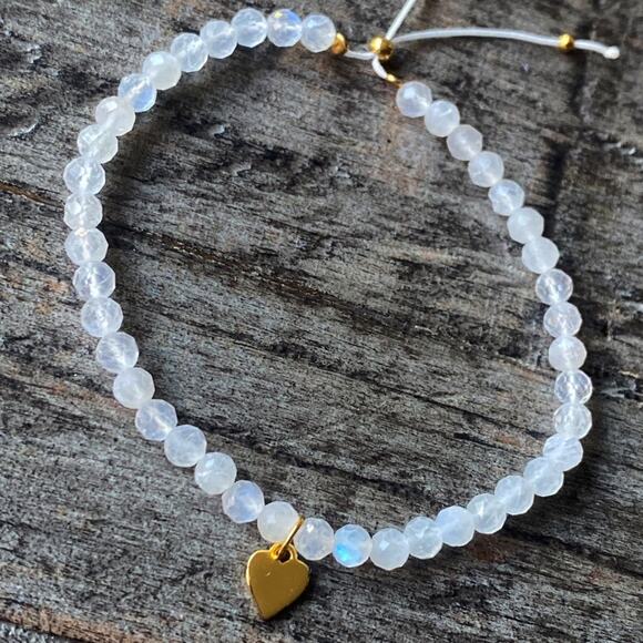 NEW Moonstone & Gold Star Layering Bracelet - Picture 10 of 10
